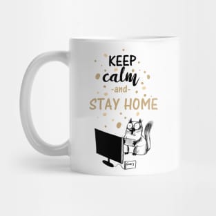 Keep Calm & Stay Home Cat Gaming Social Distancing Funny Mug